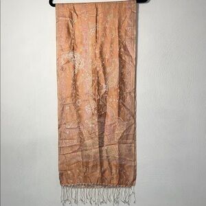 Raj Braja Silk paisley Scarf in Peach and Gold